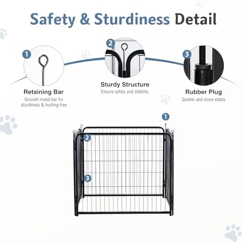 DUMOS Dog Playpen 40 Inch 4 Panels Indoor Outdoor Metal Pet Fence - Image 6