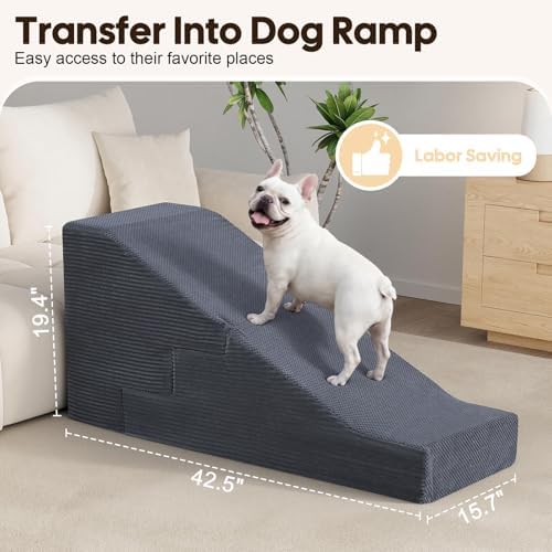 Dog Ramp for Bed Couch, 25.6" H Dog Stairs for Small Dogs - Image 4