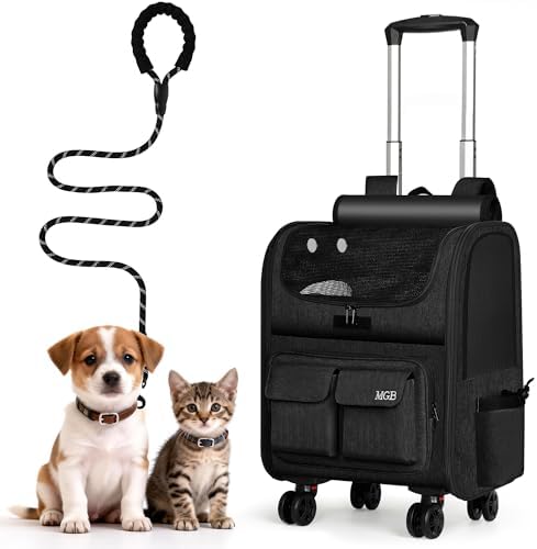 MGB Rolling Cat Carrier with Wheels, Pet Carrier by MGB