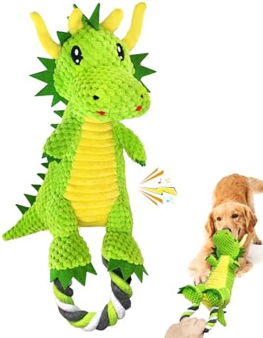 Jeefome Interactive Squeaky Dog Chew Toy, Plush Dog Rope Toys by Jeefome
