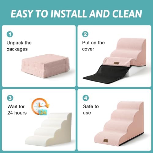 COZY KISS Dog Stairs for Small Dog 22.6" H, 5 Step Pet Ramp for Bed - Image 6