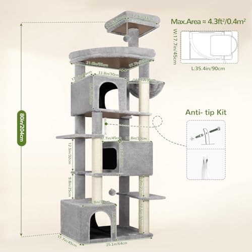 Globlazer Large Cat Tree for Large Adult Cats, Tall Sturdy Cat Tower - Image 6