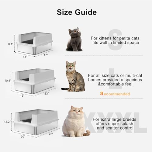 FURTIME Stainless Steel Cat Litter Box, Small Cats Metal Litter Box - Image 2