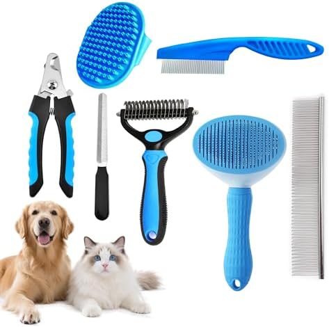 7PCS Dog Grooming Brush Kit for Shedding and Matted Fur, Self-Cleaning Slicker by Unknown