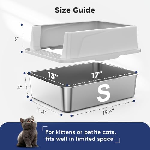 FURTIME 2 Pack Stainless Steel Cat Litter Box - Image 6