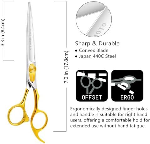 HASHIMOTO Straight Dog Grooming Scissors, 7.0 inch, Light Weight, Ergonomically - Image 2