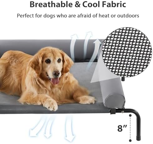 RRPETHOME Large Elevated Cooling Cot, Portable Outdoor Raised Dog Bed - Image 3