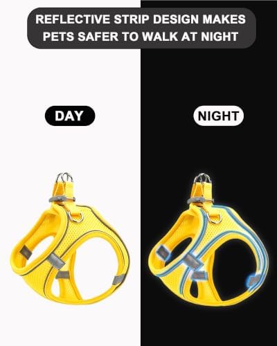 L Yellow Soft Mesh Dog Harness and Leash Set, No Escape Puppy Harnesses - Image 4