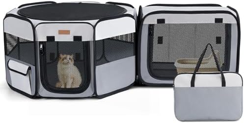 Lekereise Portable Cat Playpen, 2-in-1 Dog Playpen Indoor Outdoor by Lekereise