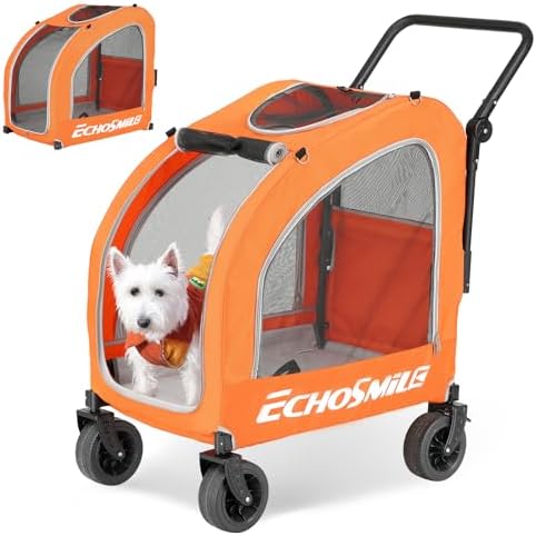 EchoSmile 4-Wheel Pet Stroller for Dogs & Cats by EchoSmile