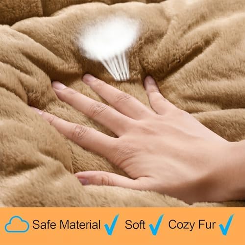 Dog Crate Pad Washable Dog Bed for Crate Large Cozy Mat 42-Inch Camel - Image 4
