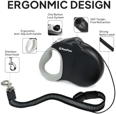 PetiFine Retractable Dog Leash for Large Dogs up to 50kg, 30FT Long Leash - Image 3