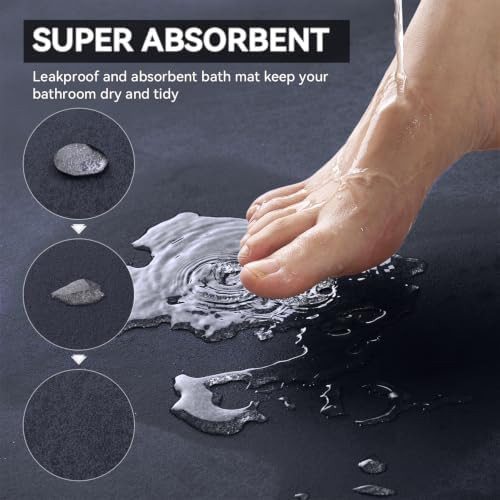 MontVoo -Bath Mat Rug-Rubber Backing Non Slip Quick Dry Absorbent Thin Bathroom - Image 3