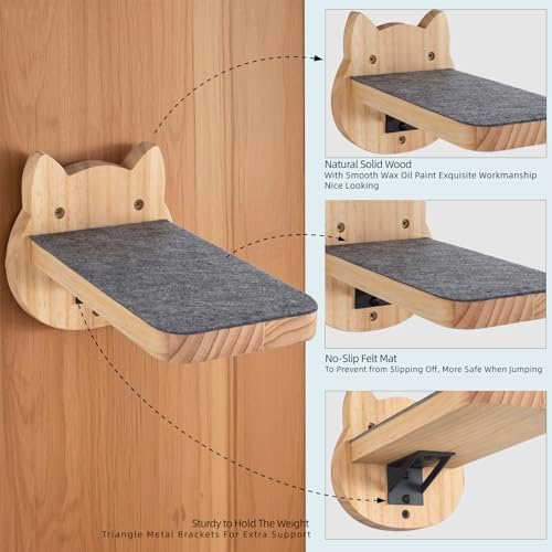 ESPETS Natural Solid Wood Cat Wall Floating Steps - Image 2