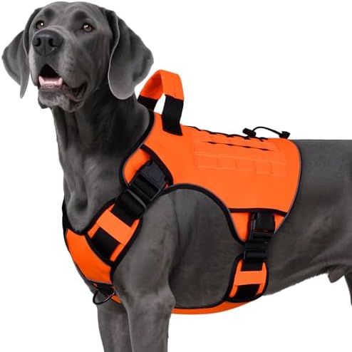 Orange Tactical Dog Harness for Extra Large Dogs, No Pull Dog Harness by WINGOIN