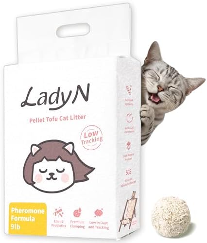 Lady N Cat Attract Tofu Cat Litter, Calming Pheromone Low-Track Pellet 9lb by LadyN