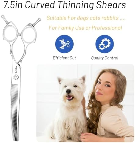 7.5in 25° Curved 56 Teeth Thinning Dog Grooming Scissors - Image 7