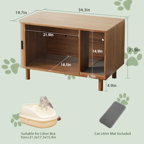 34.3" Cat Litter Box Enclosure Furniture - Image 2