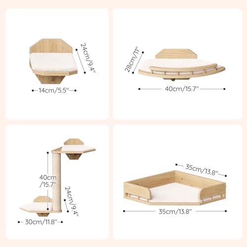 HOOBRO 11 Pcs Cat Wall Shelves for Large Cats up to 25 lb, Wooden Wall-Mounted - Image 2