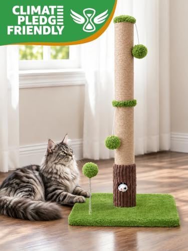 Woochpet Funny Cat Scratching Posts Sturdy Scratcher Posts 33'' Green - Image 2