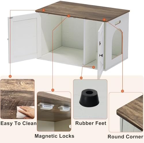 Timberer Cat Litter Box Enclosure, Hidden Litter Box Furniture - Image 5