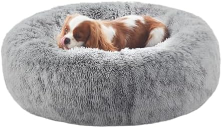 30 inches Faux Fur Fluffy Donut Dog Bed by BedStillLoveStill