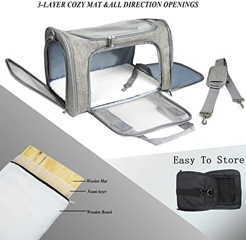 Soft Sided Carrier for Small Medium Cats Dogs, TSA Airline Approved Collapsible - Image 2