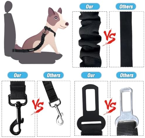 COOYOO Dog Seat Belt, Durability Retractable Dog Car Harness Adjustable Dog - Image 3