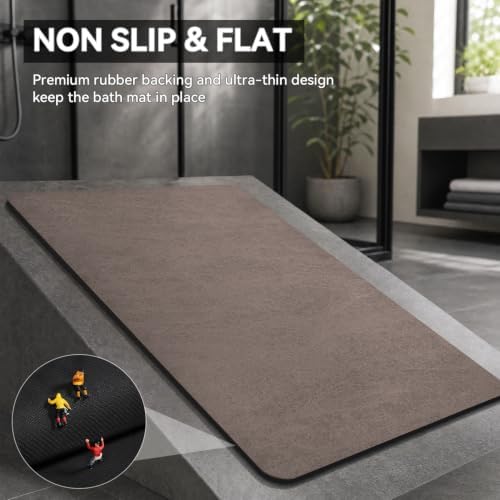 MontVoo -Bath Mat Rug-Rubber Backing Non Slip Quick Dry Absorbent Thin Bathroom - Image 4