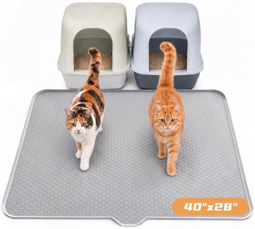 Cat Litter Mat, XL 40"x28" Silicone Litter Box Mat, Tilted Drain Spout by Unknown