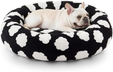 JOEJOY Jacquard Donut Round Small Dog Beds, Removable Washable Cover, Cute by JOEJOY
