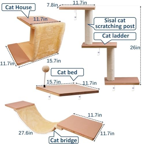 Cat Shelves for Wall, Solid Wood Cat Wall Furniture, - Image 6