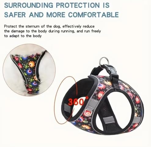 Step in Dog Harness No Pull Flower Adjustable Soft Mesh Harness - Image 5
