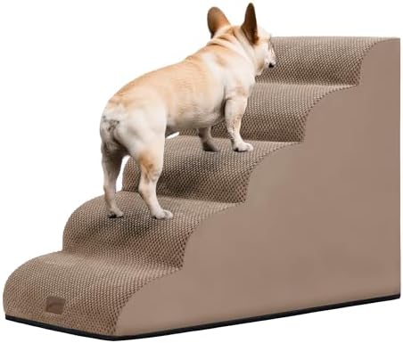GoGoBunny Ramp Dog Stairs for High Beds 22.6" H, 5-Step Dog Slope Stairs by gogobunny