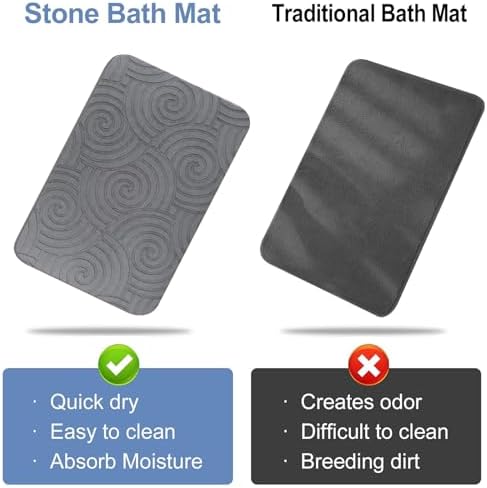 2 Pack Stone Bath Mat Diatomaceous Earth Shower Mat Non-Slip Super Absorbent - Image 5