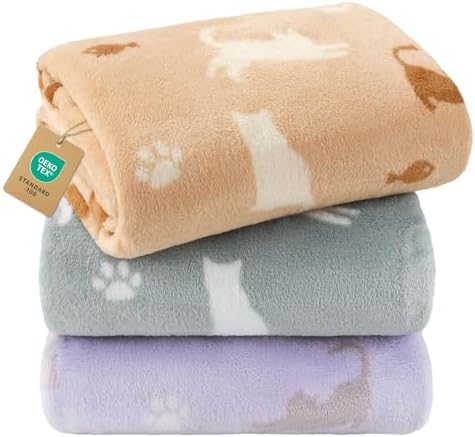 Luciphia 3 Pack Cute Cat Blankets Cozy Small Throw by luciphia