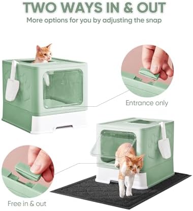 Medario Cat Litter Box with X-Large Litter Mat and Scoop - Image 2