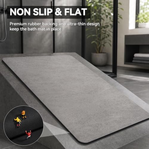 MontVoo -Bath Mat Rug-Rubber Backing Non Slip Quick Dry Absorbent Thin Bathroom - Image 4