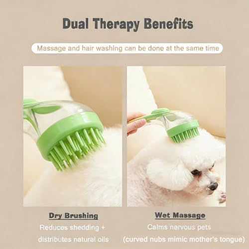 Pet Bath Brush with Shampoo Dispenser, Silicone Massage Grooming Tool - Image 6