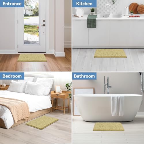 Bcoimo Small Bath Rug Mat, Chenille High Absorbent Beige Bathroom Floor Mats - Image 6