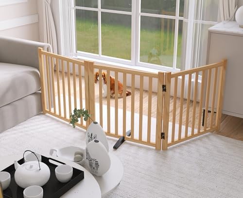 YOCAN Non-Painted Wooden Freestanding Dog Gates - Image 3