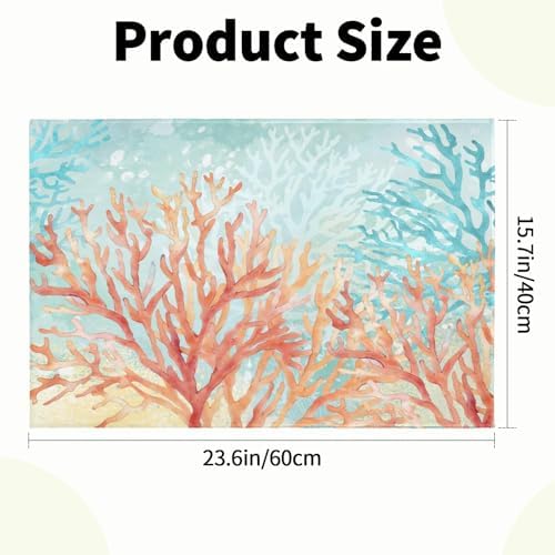 Giwawa Coastal Coral Bath Rug Beach Ocean Bathtub Mat Extra Absorbent Washable - Image 3