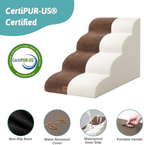 COZY KISS Wide Dog Stairs for Small Dog 19.7" H, 4 Step Pet Ramp for Bed - Image 3