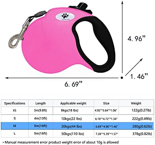 16 ft Retractable Dog Leash for Large Dogs up to 44 lbs, Tangle-Free Nylon Tape - Image 2