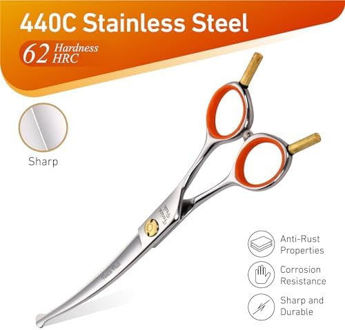 5'' Small Curved Scissors Lightweight Dog Cat Grooming Scissors - Image 4
