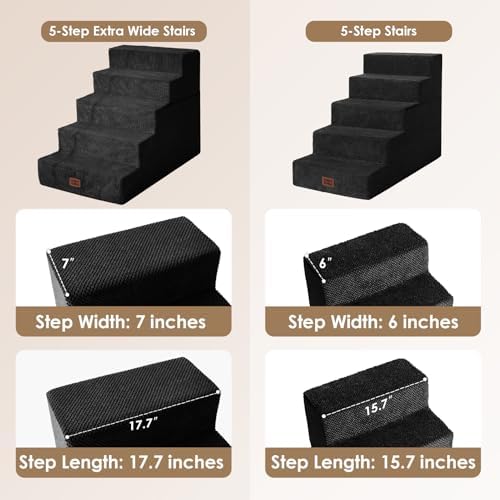EHEYCIGA Dog Stairs for High Bed 25" H, Extra Wide Dog 5-Step - Image 2