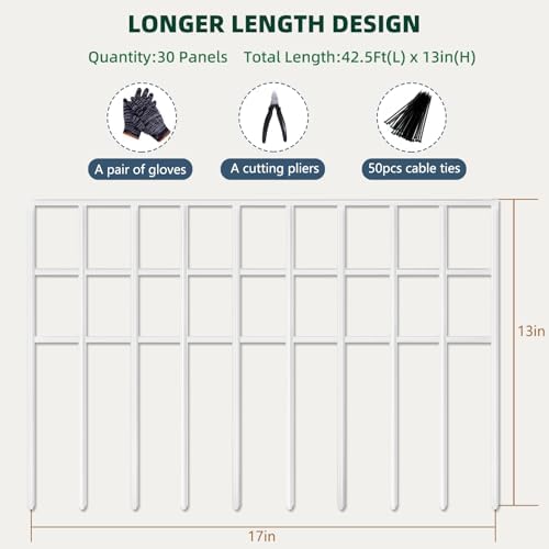 42.5ft x 13in Animal Barrier Fence, 30 Panels No Dig Garden Fence - Image 2
