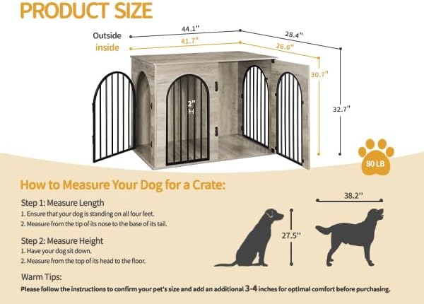 Hzuaneri 44.1'' Dog Crate Furniture, Dog Kennel Indoor - Image 2