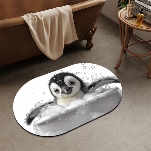 Cute Baby Penguin, Super Absorbent Quick-Drying Bathroom Mat Rug, Rubber - Image 2