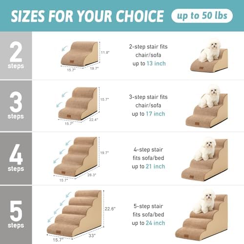 COZY KISS Dog Stairs for Small Dog 19.7" H, 4 Step Pet Ramp for Bed - Image 2